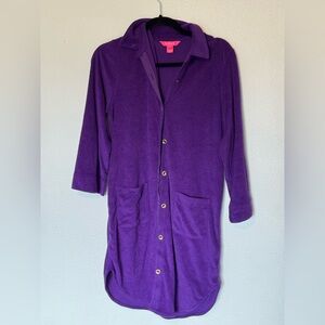 Lilly Pulitzer Natalie Purple Terry Button Up Swim Cover Dress Size S